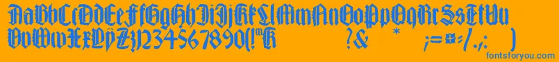 Fonte Happyfraxx – fontes azuis em um fundo laranja