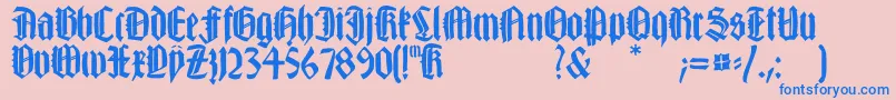 Fonte Happyfraxx – fontes azuis em um fundo rosa