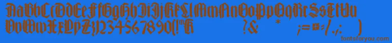 Happyfraxx-fontti – ruskeat fontit sinisellä taustalla