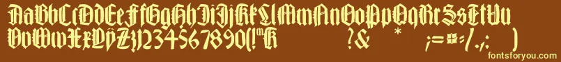 Happyfraxx-Schriftart – Gelbe Schriften auf braunem Hintergrund