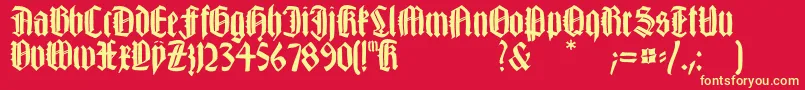 Happyfraxx-Schriftart – Gelbe Schriften auf rotem Hintergrund