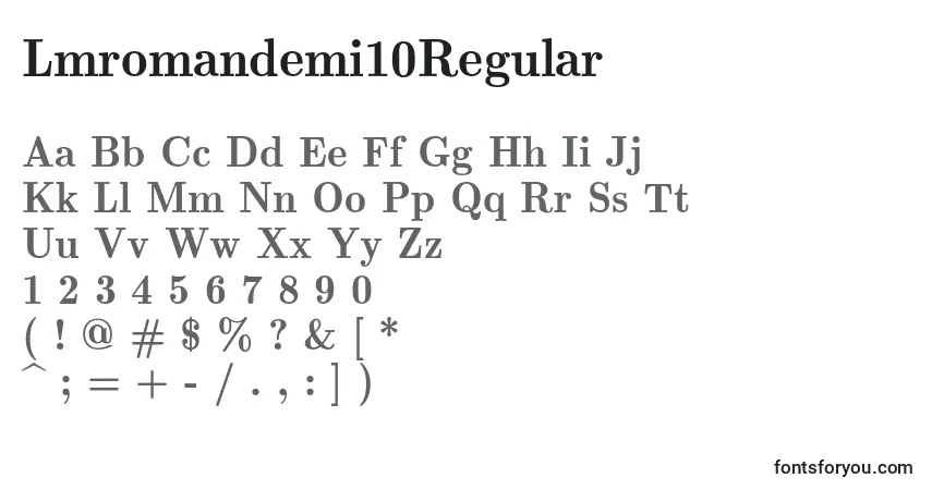 Шрифт Lmromandemi10Regular – алфавит, цифры, специальные символы