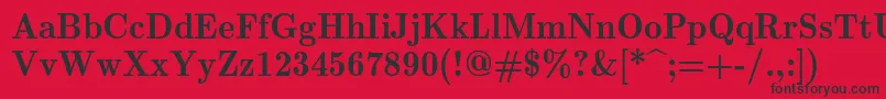 Czcionka Lmromandemi10Regular – czarne czcionki na czerwonym tle