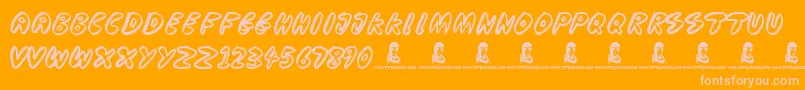 CooperationNest-fontti – vaaleanpunaiset fontit oranssilla taustalla