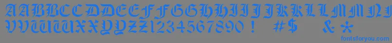 フォントOldeStencil – 灰色の背景に青い文字