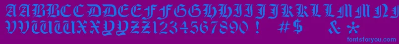OldeStencil-fontti – siniset fontit violetilla taustalla