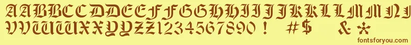 OldeStencil-fontti – ruskeat fontit keltaisella taustalla