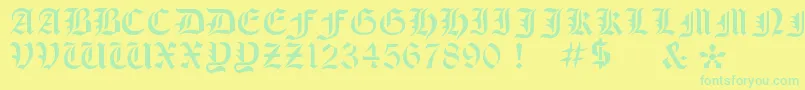 OldeStencil-Schriftart – Grüne Schriften auf gelbem Hintergrund