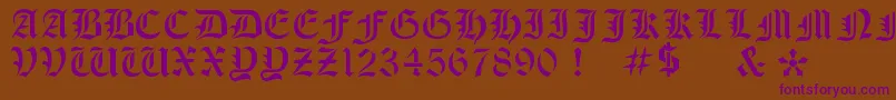 OldeStencil Font – Purple Fonts on Brown Background