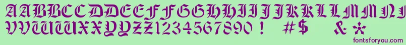 フォントOldeStencil – 緑の背景に紫のフォント
