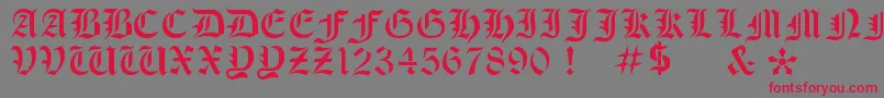 OldeStencil-Schriftart – Rote Schriften auf grauem Hintergrund
