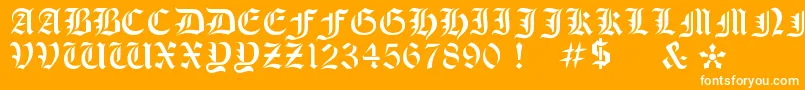 フォントOldeStencil – オレンジの背景に白い文字