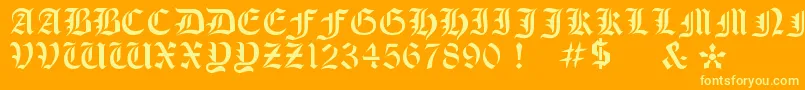 フォントOldeStencil – オレンジの背景に黄色の文字