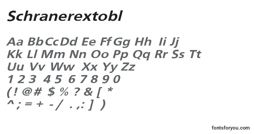 Schranerextobl Font – alphabet, numbers, special characters