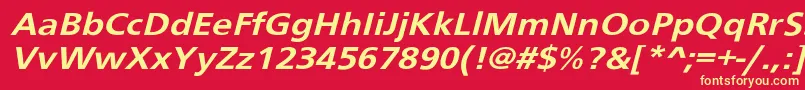 フォントSchranerextobl – 黄色の文字、赤い背景