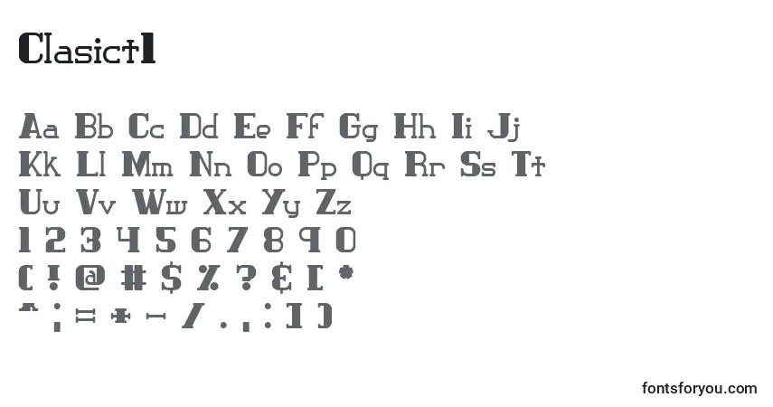 Czcionka Clasict1 – alfabet, cyfry, specjalne znaki