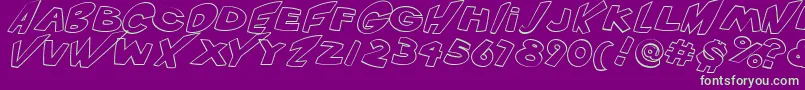 VtcScreamitloudOutlineItalic Font – Green Fonts on Purple Background