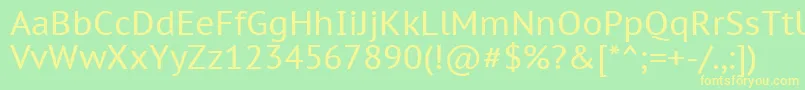 フォントPtc55f – 黄色の文字が緑の背景にあります