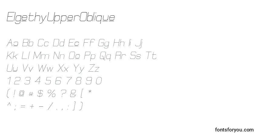 ElgethyUpperObliqueフォント–アルファベット、数字、特殊文字