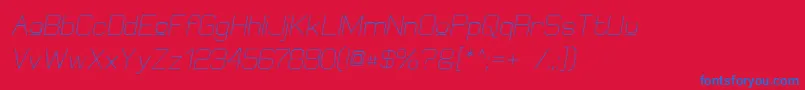 Fonte ElgethyUpperOblique – fontes azuis em um fundo vermelho
