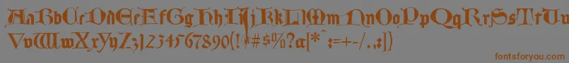 Lombardplattfuss-Schriftart – Braune Schriften auf grauem Hintergrund