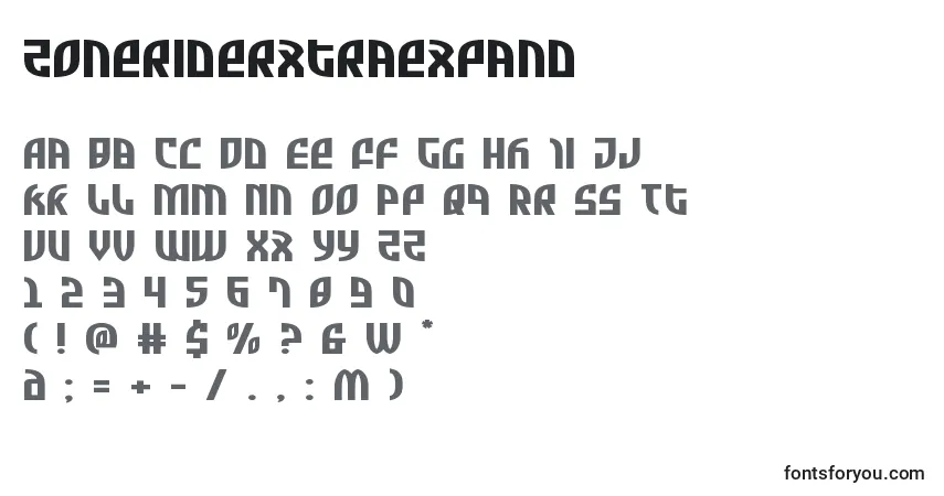 Zoneriderxtraexpand Font – alphabet, numbers, special characters