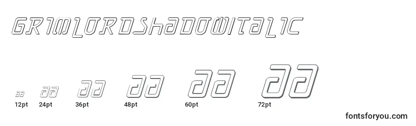 Размеры шрифта GrimlordShadowItalic