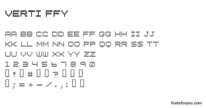 Fuente Verti ffy - alfabeto, números, caracteres especiales