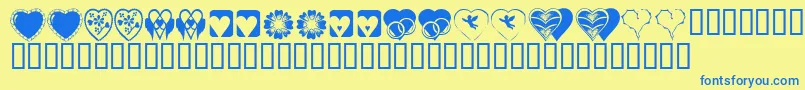 KrHeartiness Font – Blue Fonts on Yellow Background