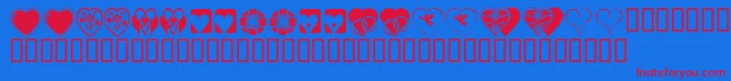 フォントKrHeartiness – 赤い文字の青い背景