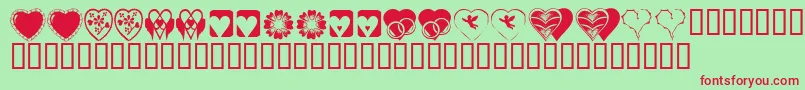 Fonte KrHeartiness – fontes vermelhas em um fundo verde
