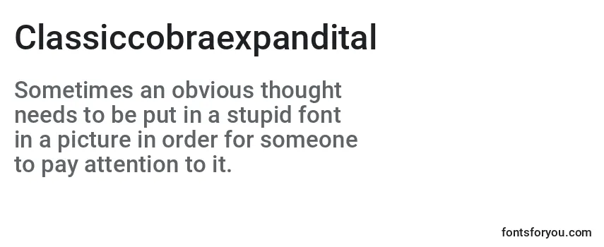 Review of the Classiccobraexpandital Font