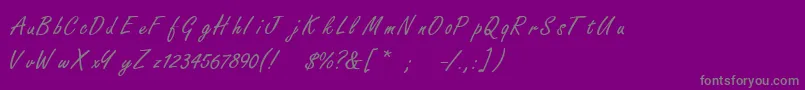 FreestylescriptThin-Schriftart – Graue Schriften auf violettem Hintergrund