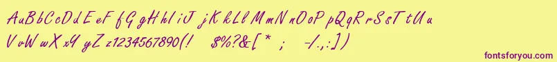 FreestylescriptThin Font – Purple Fonts on Yellow Background