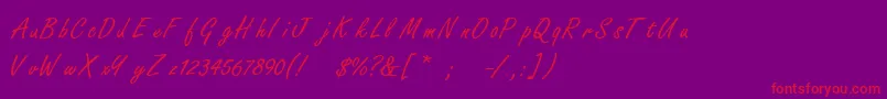 FreestylescriptThin-Schriftart – Rote Schriften auf violettem Hintergrund