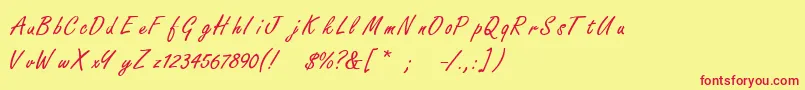 FreestylescriptThin-fontti – punaiset fontit keltaisella taustalla