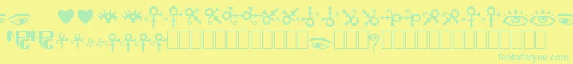 TheArtistSymbols Font – Green Fonts on Yellow Background