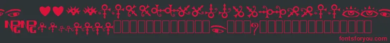 フォントTheArtistSymbols – 黒い背景に赤い文字