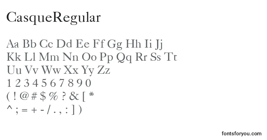 A fonte CasqueRegular – alfabeto, números, caracteres especiais