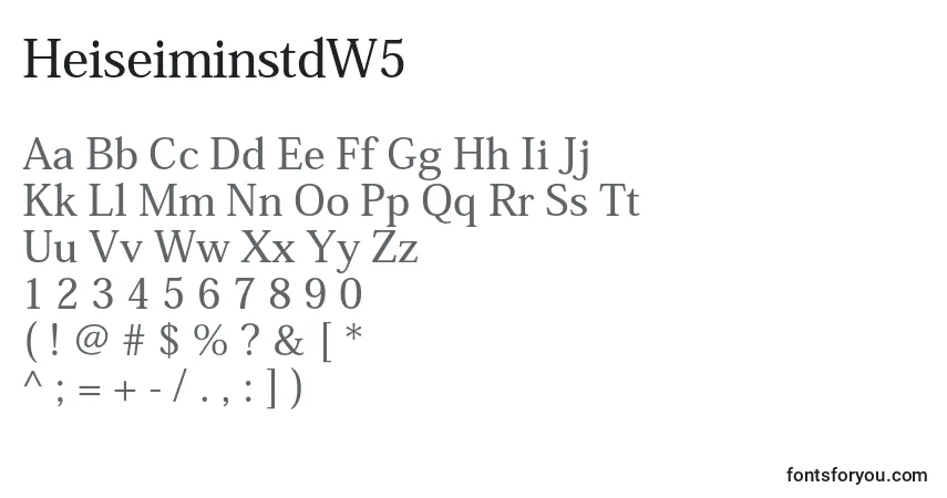Czcionka HeiseiminstdW5 – alfabet, cyfry, specjalne znaki