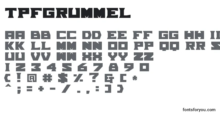 Schriftart TpfGrumMel – Alphabet, Zahlen, spezielle Symbole