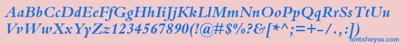 BemboBoldItalic Font – Blue Fonts on Pink Background
