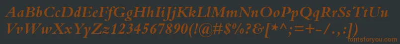 BemboBoldItalic-fontti – ruskeat fontit mustalla taustalla
