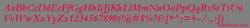 フォントBemboBoldItalic – 赤い文字の灰色の背景