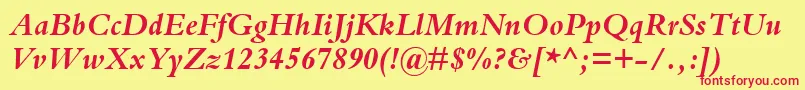 BemboBoldItalic Font – Red Fonts on Yellow Background