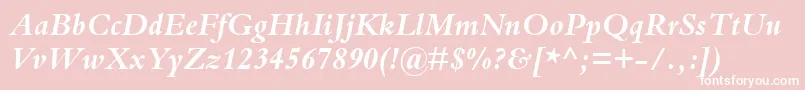 BemboBoldItalic-Schriftart – Weiße Schriften auf rosa Hintergrund