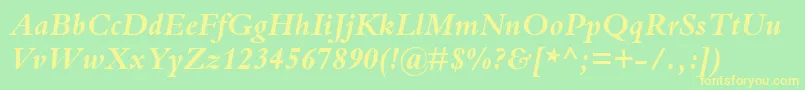 BemboBoldItalic Font – Yellow Fonts on Green Background