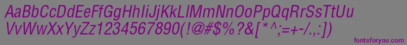 AglettericacondensedcItalic Font – Purple Fonts on Gray Background