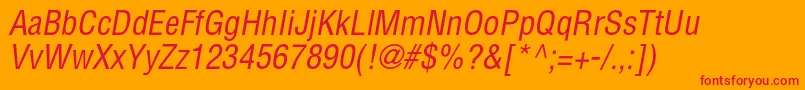 AglettericacondensedcItalic Font – Red Fonts on Orange Background
