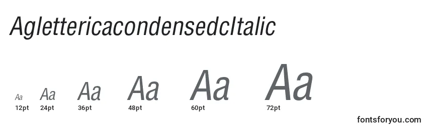 AglettericacondensedcItalic-fontin koot